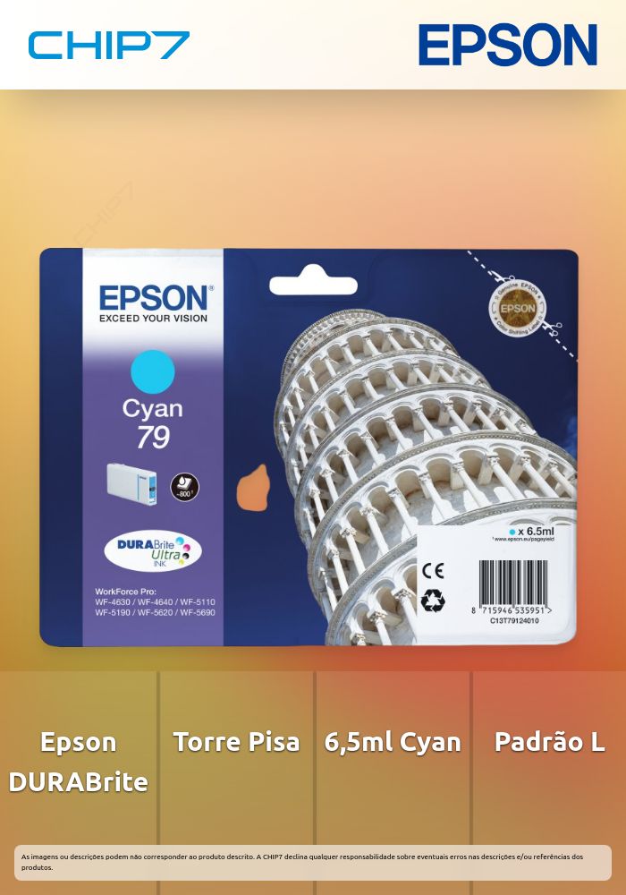EPSON TINTEIRO AZUL L 800p WF-5620DWF/4630DWF/4640DTWF/5110DW/5690DWF/5190DW