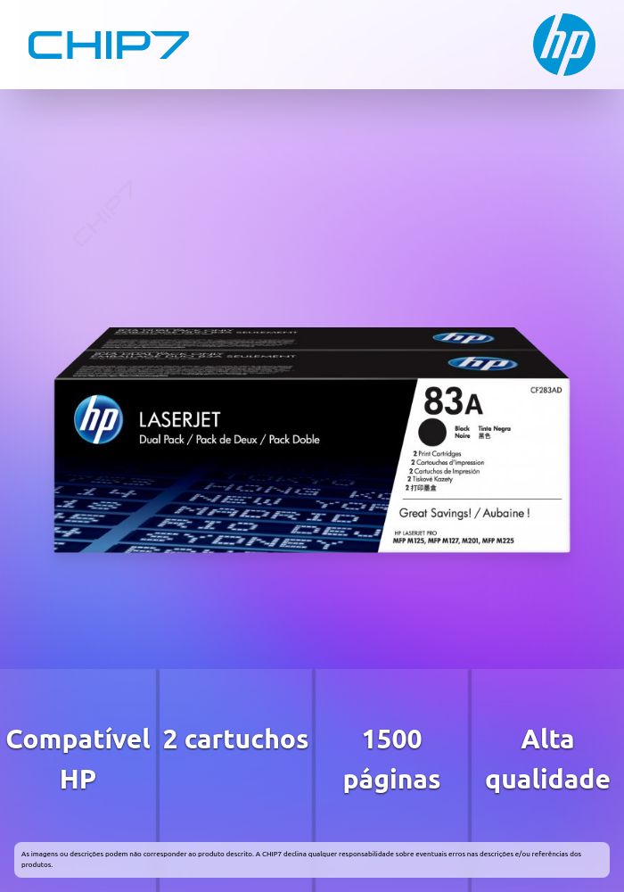 HP 83A 2-pack Black Original LaserJet Toner Cartridge (CF283AD)