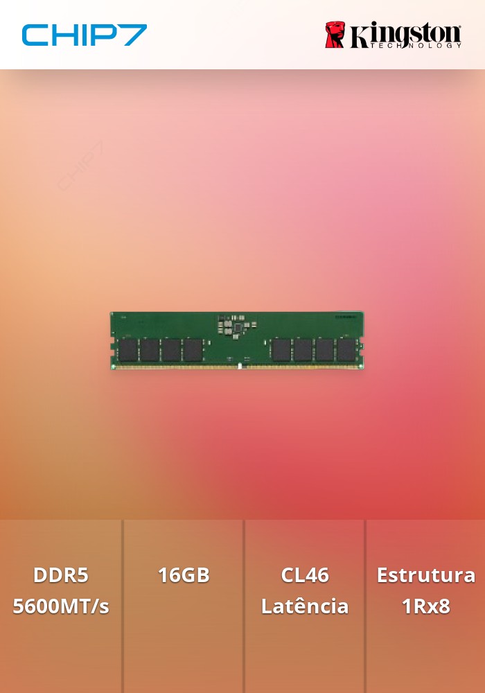 16GB RAM Kingston DDR5 5600MT/s Non-ECC CL46 DIMM 1Rx8