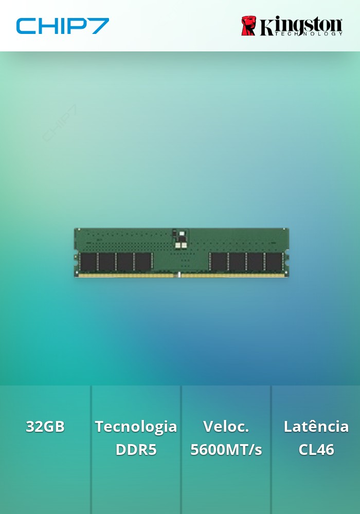 32GB RAM Kingston DDR5 5600MT/s Non-ECC CL46 DIMM 2Rx8