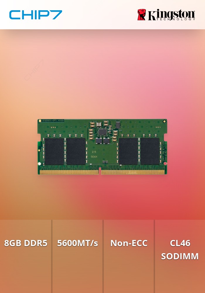 8GB RAM Kingston 5600MT/s DDR5 Non-ECC CL46 SODIMM 1Rx16
