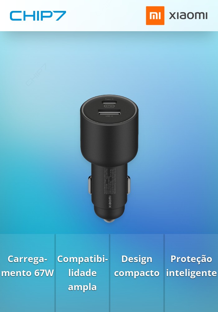 Carregador de Carro XIAOMI 67W