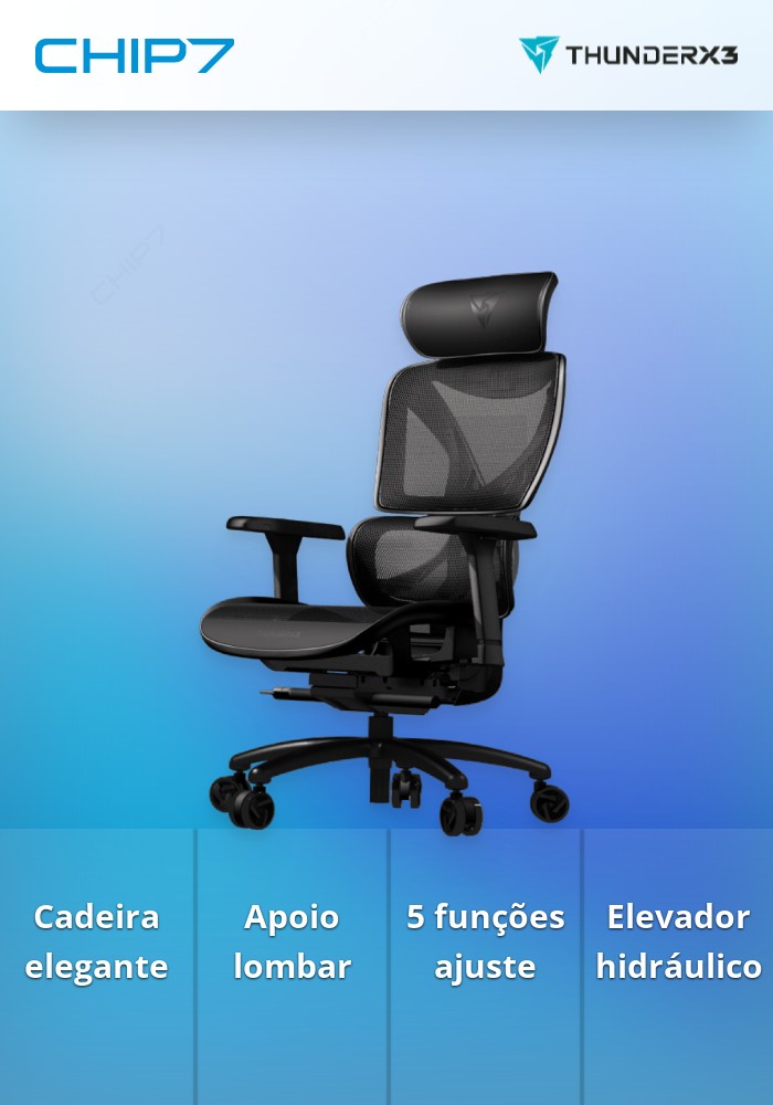 Cadeira Gaming Ergonomica ThunderX3 XTC - Preto/Preto