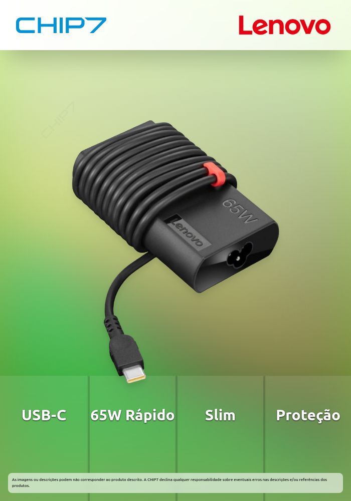 Carregador Lenovo 65W Slim AC Adapter (USB Type-C)