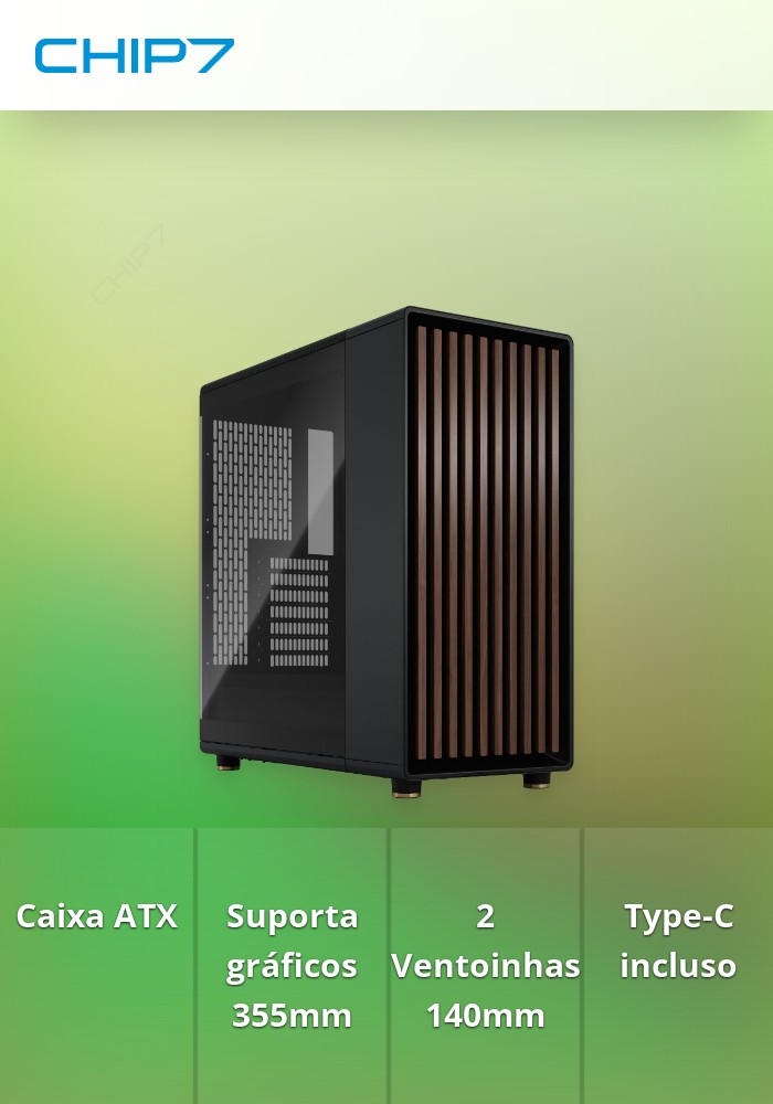 Caixa ATX Fractal North Preta Carbono TG