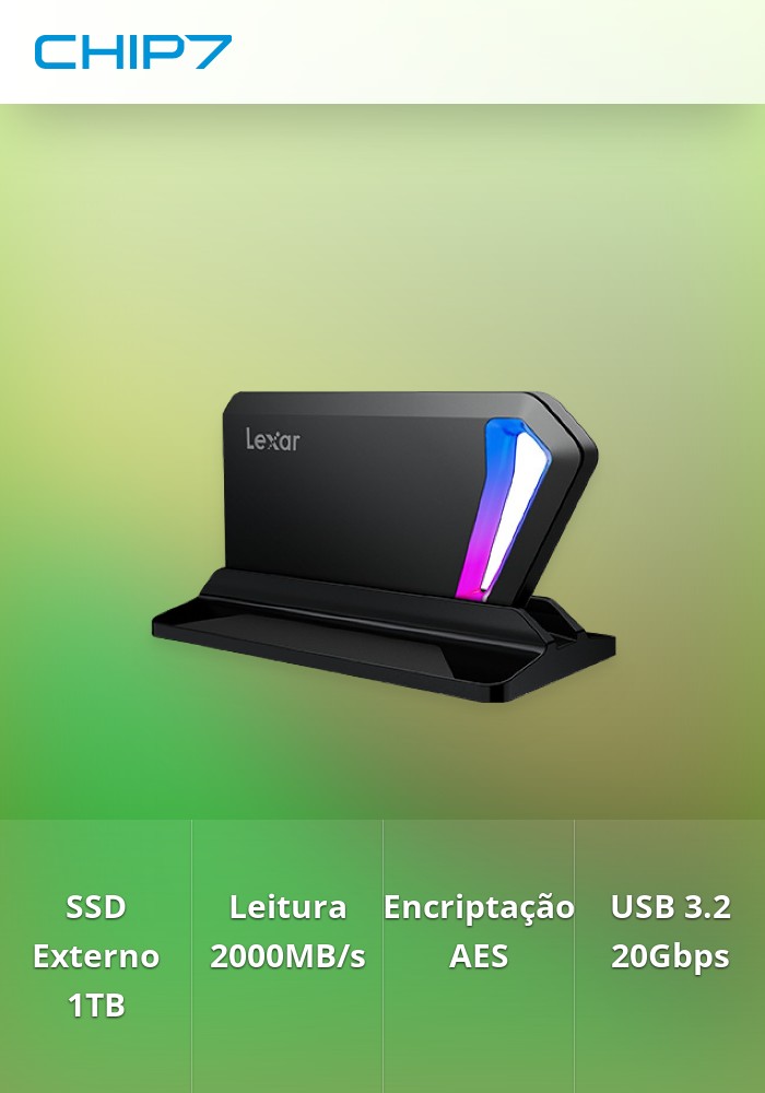 1TB SSD Externo Disco LEXAR SL660 BLAZE - Tecnologia PCIe NVMe - USB 3.2 Gen.2x2 20Gbps. MAX:2000/1900MB/S