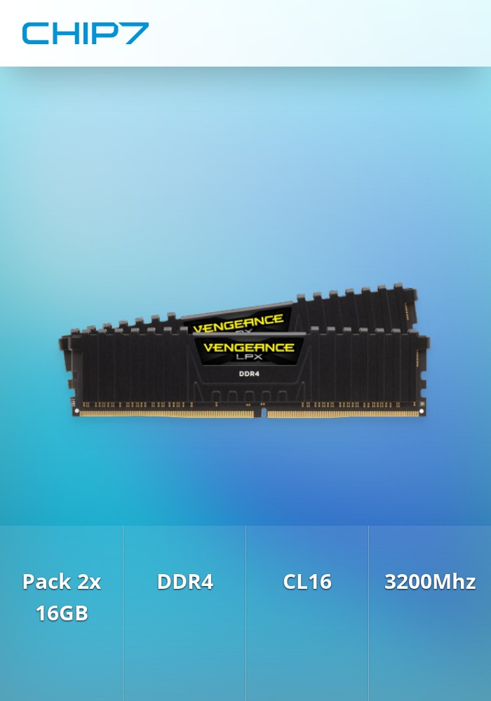 2x 16GB (32GB) RAM Corsair 3200MHz DDR4 CL16 Vengeance LPX Preta