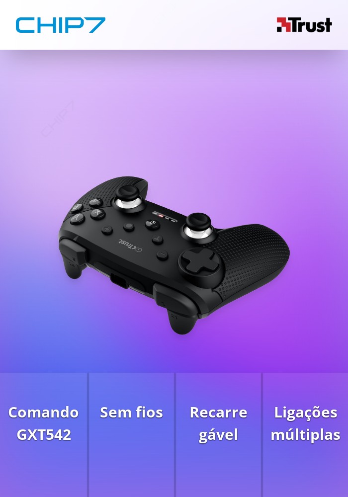 Comando Gaming Trust GXT542 Wireless Suporte Multiplataforma - Preto