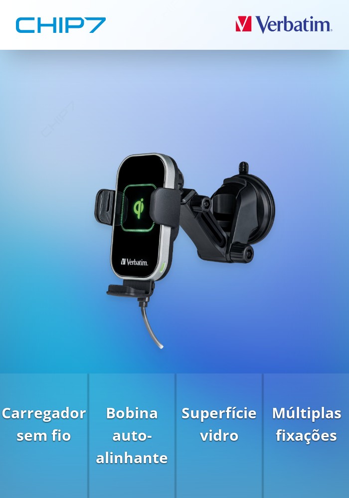 Carregador Rápido Verbatim Suporte Carro FWC-03 PRO QI WIRELESS