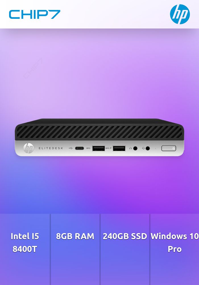Computador Recondicionado HP EliteDesk 800 G4 MiniPC i5-8400T 8Gb 240Gb nVME W10Pro
