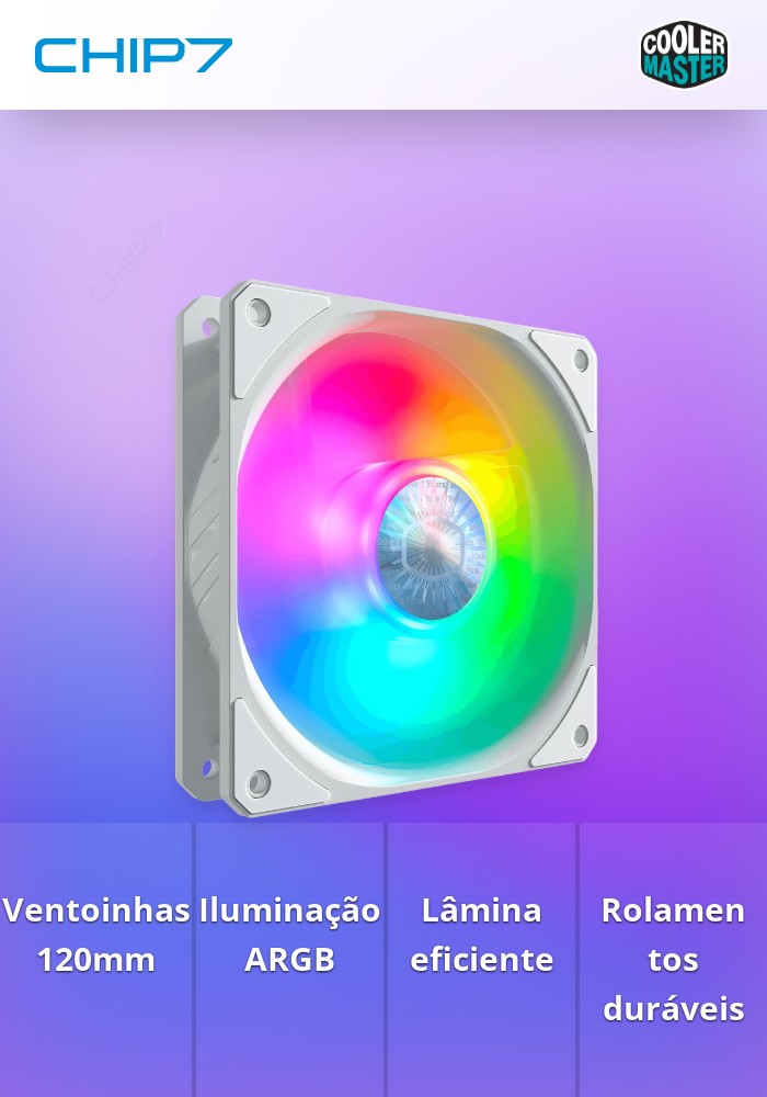 Ventoinha Cooler Master Sickleflow 3 em 1 120mm ARGB Edição Branca - MFX-B2DW-183PA-R1