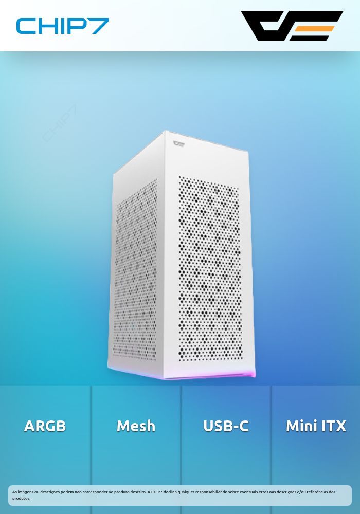 Caixa Mini-ITX DarkFlash DLH21 Full Mesh USB-C ARGB Branca