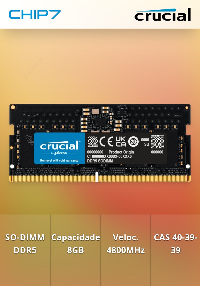 8GB RAM DDR5 Crucial SO-DIMM 4800 MHz CL40