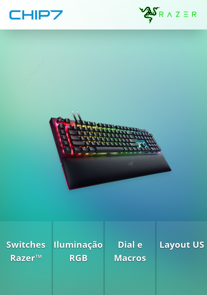 Teclado Mecânico Razer BlackWidow V4 Pro RGB US Green Switch