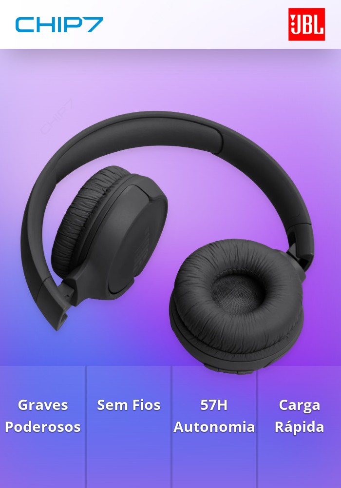 Headphones JBL Dobráveis com Micro T520 Bluetooth 5.3 LE Pretos