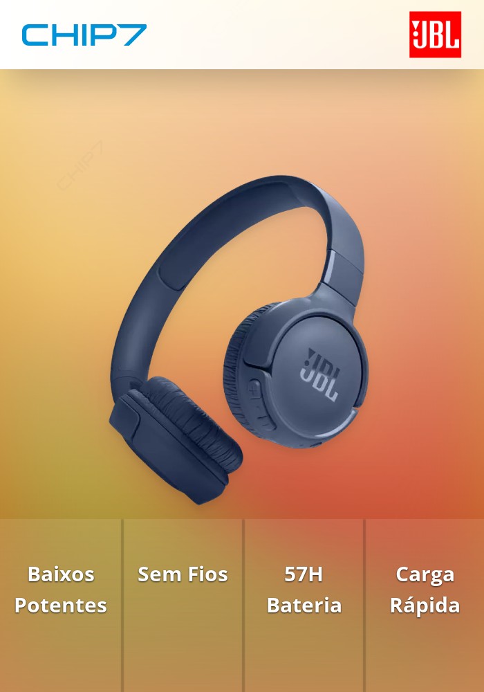 Headphones JBL Dobráveis Com Microfone T520 BLUETOOTH 5.3 LE Azul