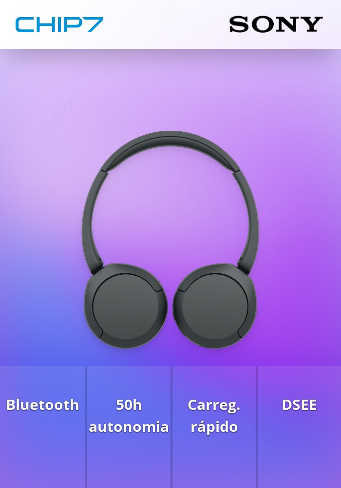 Auscultadores Sony WH-CH520B Bluetooth até 50h de autonomia com carregamento rápido Preto