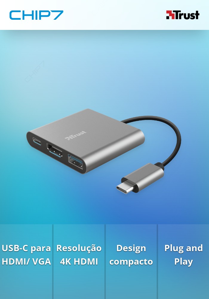 Adaptador Trust DALYX 3 em 1 USB-C