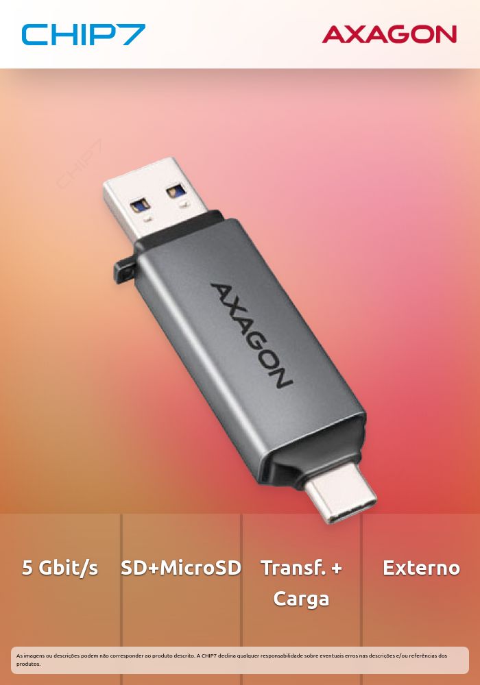 Leitor Cartões AXAGON CRE-DAC External USB 3.2 Gen1 Type-C+