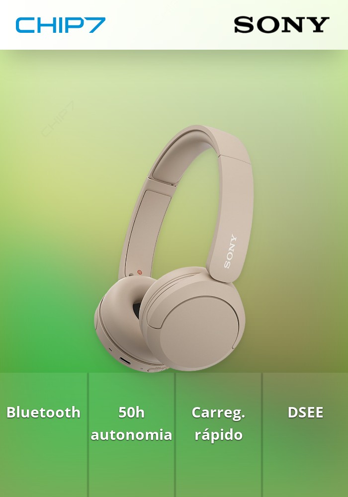 Auscultadores Bluetooth Sony WH-CH520C - até 50h de autonomia com carregamento rápido