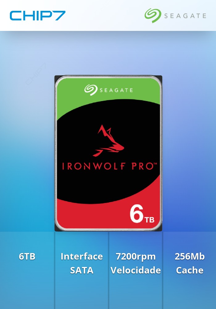 6TB HDD Disco 3.5 SEAGATE IronWolf Pro 256Mb SATA 6Gb/s 7200rpm