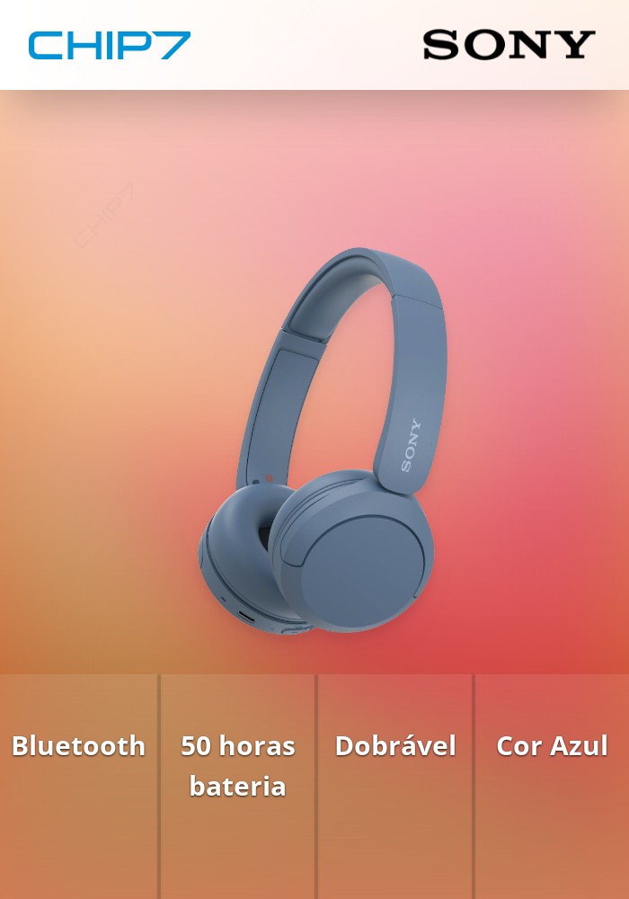 Auscultadores Sony Bluetooth WH-CH520L - até 50h autonomia Azul