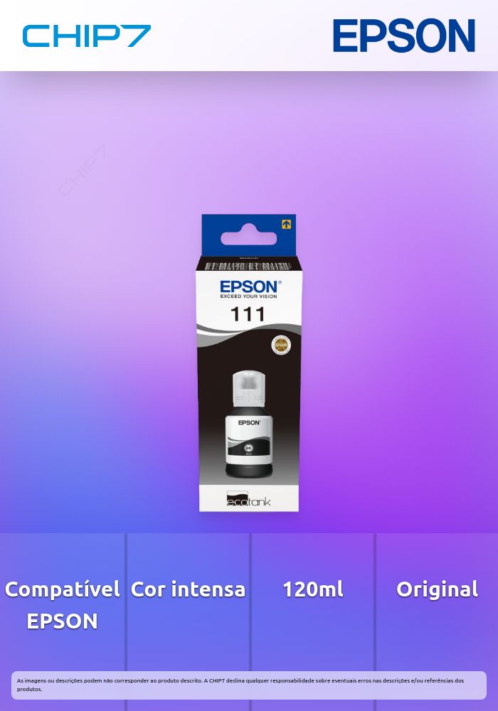 Recarga de Tinta EPSON Serie 111 Preto (120ml) - EcoTank Serie Mono
