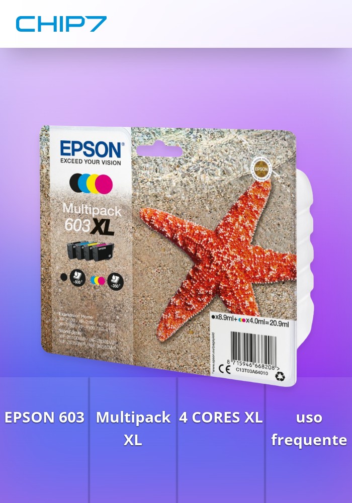 Tinteiro EPSON 603 Multipack 4 Cores XL + Alarme RF - XP-2100/2105/3100/3105/4100/4105, WF-28xx