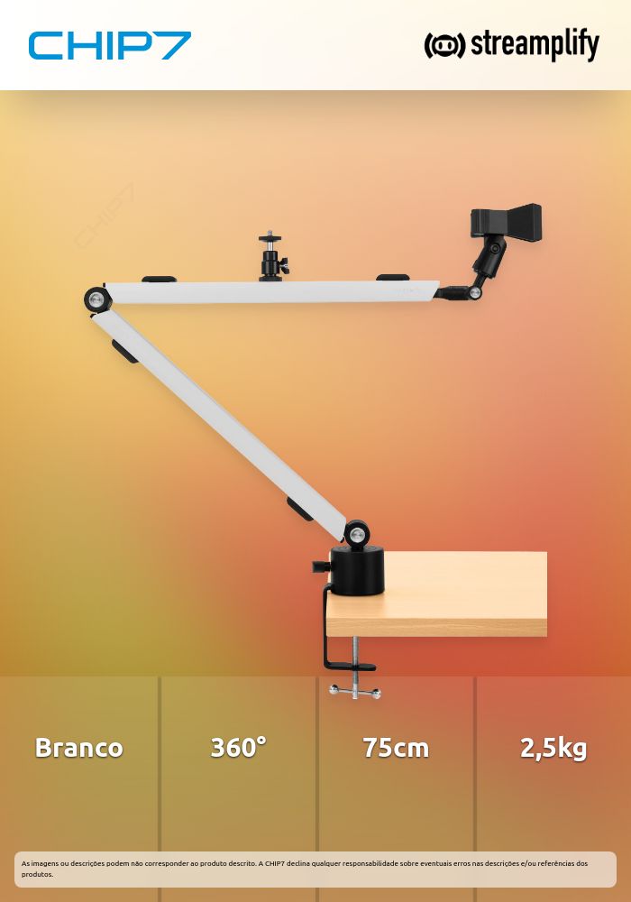 Braço para Microfone Streamplify Branco