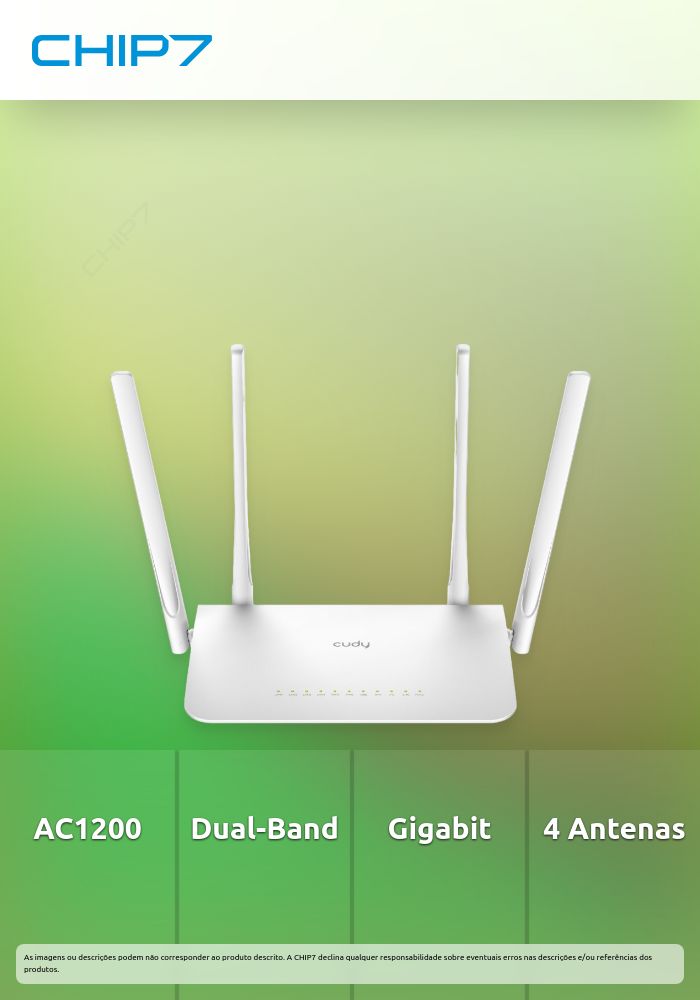 Cudy AC1200 Dualband Mesh WLAN Router – 867 Mbps 5 GHz + 300 Mbps 2,4 GHz, 4x Gigabit LAN, VPN