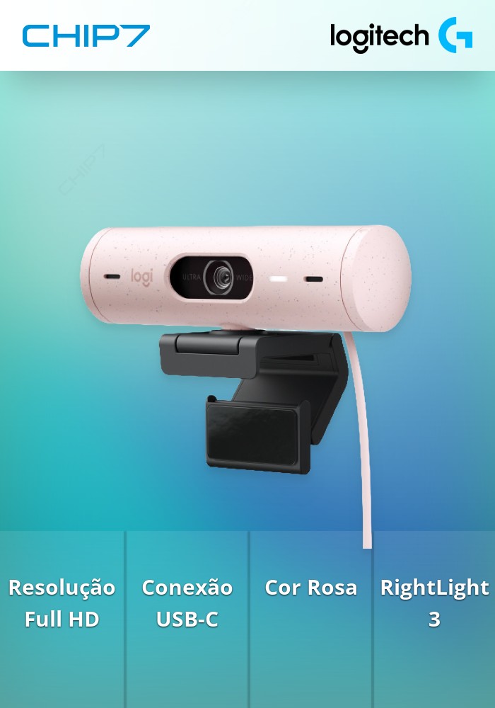 Webcam Logitech Brio 500 FHD 1080p USB-C Rosa
