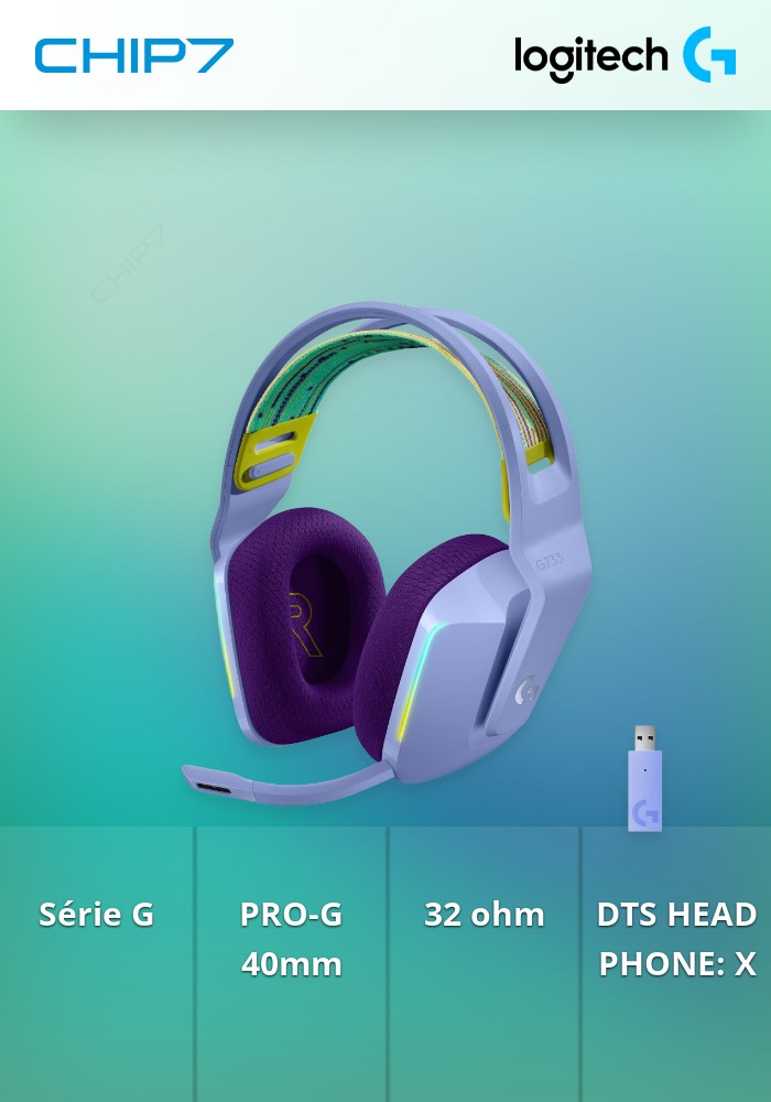 Headset Logitech G Series G733 Lightspeed RGB Wireless Lava