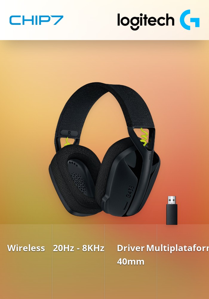 Headset Logitech G Series G435 Lightspeed Wireless Preto