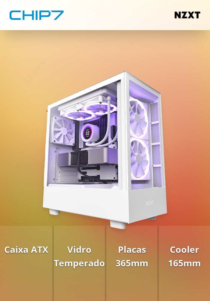Caixa ATX NZXT H5 Elite Branca Vidro Temperado