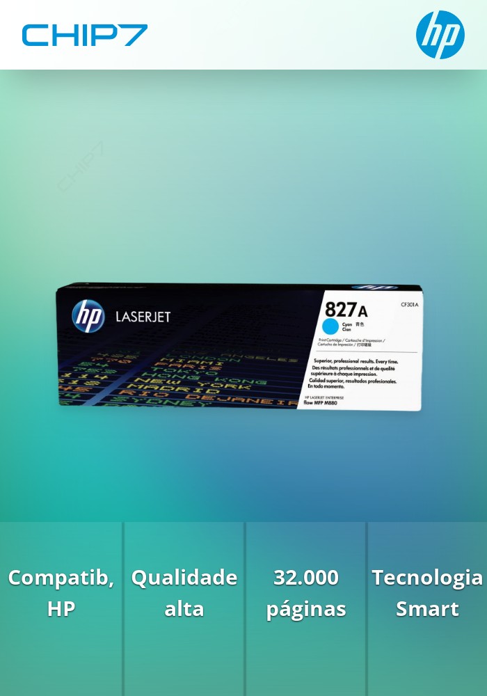 HP 827A Cyan LaserJet Toner Cartridge (CF301A)
