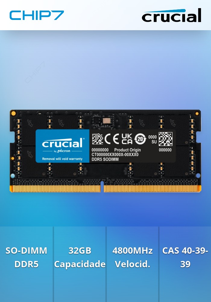 32GB RAM Crucial SO-DIMM DDR5 4800MHz CL40