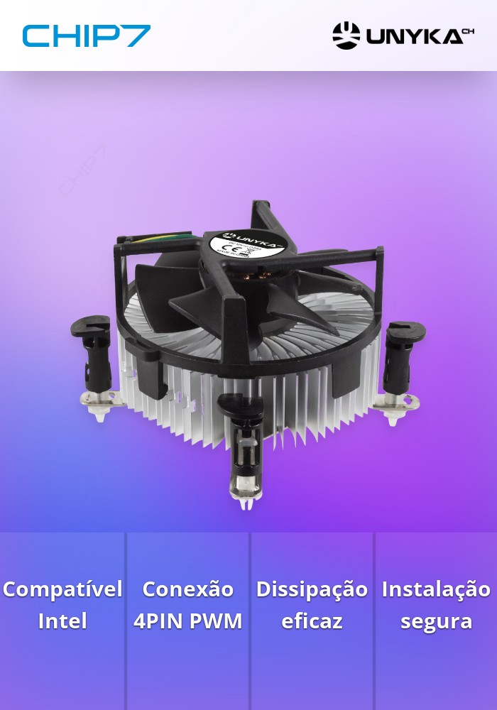 Cooler CPU Unyka INTEL 4PIN PWM