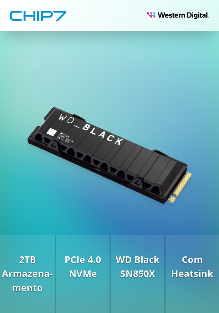 WD _BLACK SN850X NVMe SSD+HEATSINK 8TB ② WD_BLACK Unidade interna de estado sólido para jogos SN850X NVMe