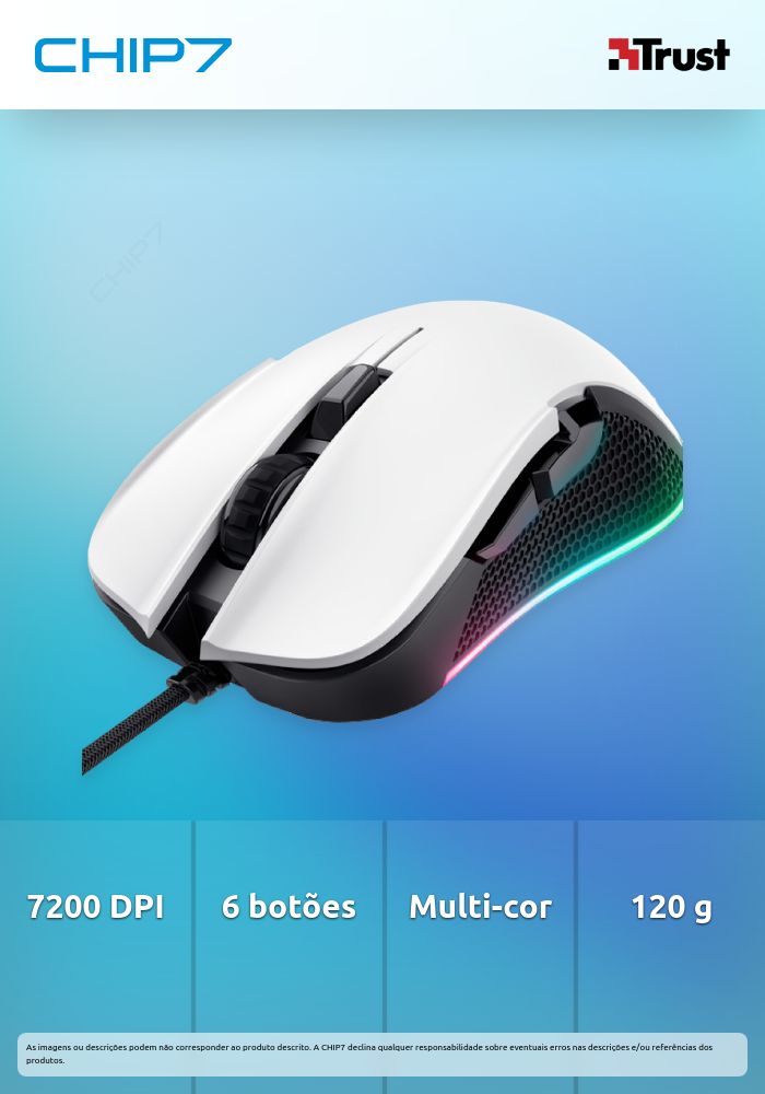 TRUST RATO GAMING GXT922 YBAR 7200DPI WHITE