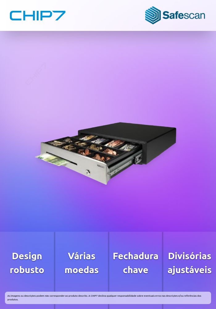 Gaveta de dinheiro SafeScan HD-4141 Preta - 132-0426