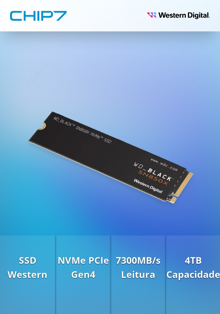4TB Disco SSD Western Digital Black SN850X Gen4 M.2 NVMe