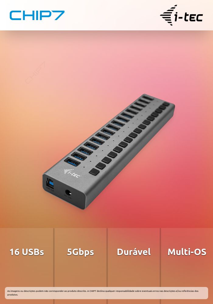 Hub de Carga I-TEC USB 3.0 com 16 Portas