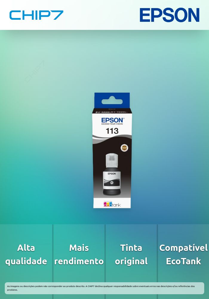 Recarga de Tinta EPSON Serie 113 Preto - EcoTank 5800/5850/16600/16650