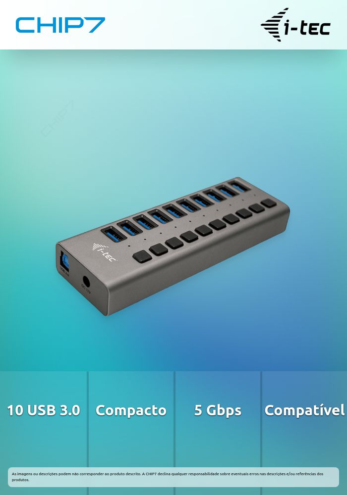 Hub de Carga I-TEC USB 3.0 com 10 Portas