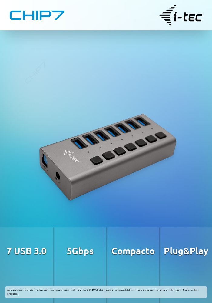 Hub de Carga com 7 Portas USB 3.0