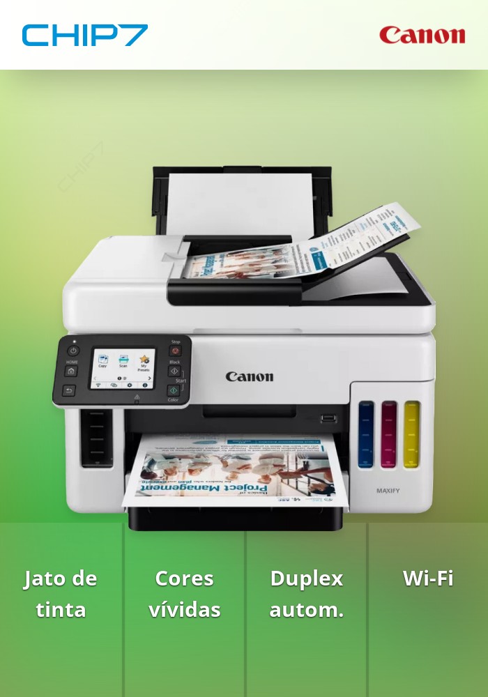 MAXIFY GX6050 Megatank - Impressora a jacto de tinta 3 em 1 para escritório com tinteiros recarregáveis, A4, impressão, cópia, digitalização com capacidade para 350 folhas de papel