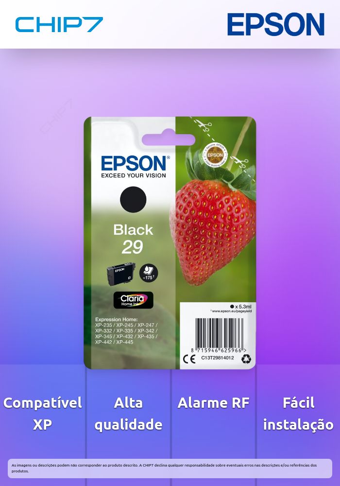 EPSON TINTEIRO PRETO 29 CLARIA HOME XP235/332/335/432/435