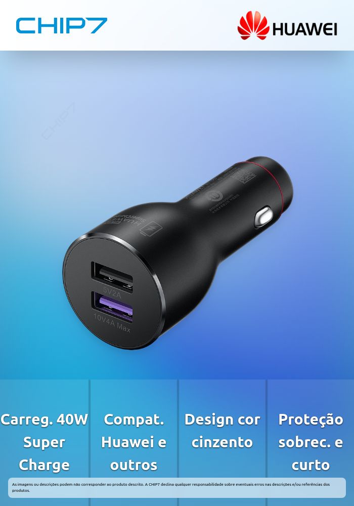 Car Charger SuperCharge (Max 40W) - Cinzento