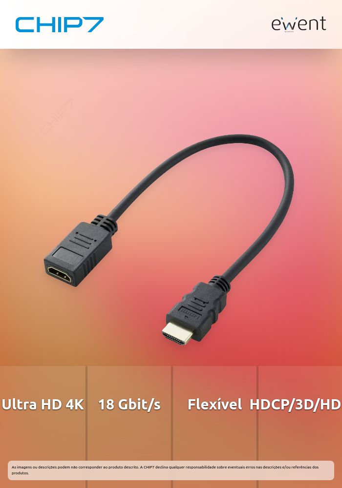 Adaptador Flexível EWENT HDMI 2.0 4K 60HZ M/F 0.15m