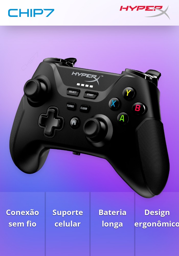 Gamepad HyperX Clutch Gaming Wireless Preto com Suporte